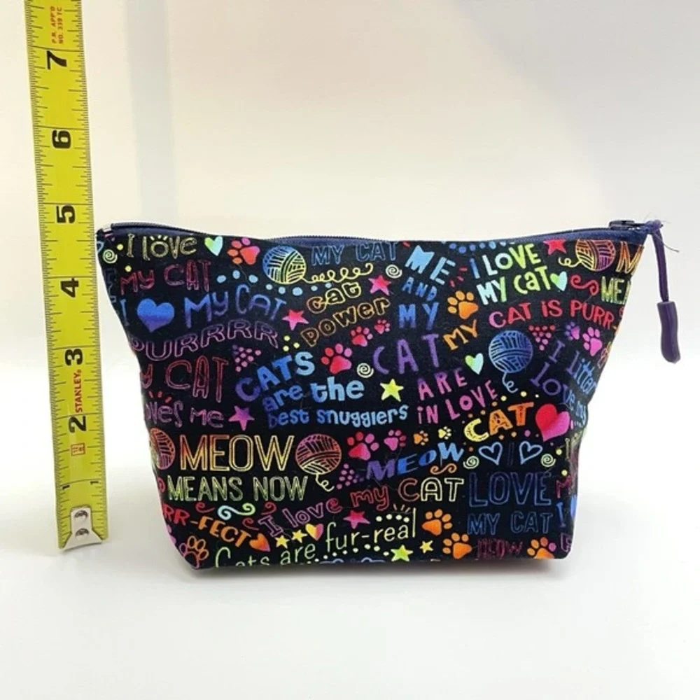Cat Lovers Makeup Bag Zipper Pouch‎ Colorful Rainbow
